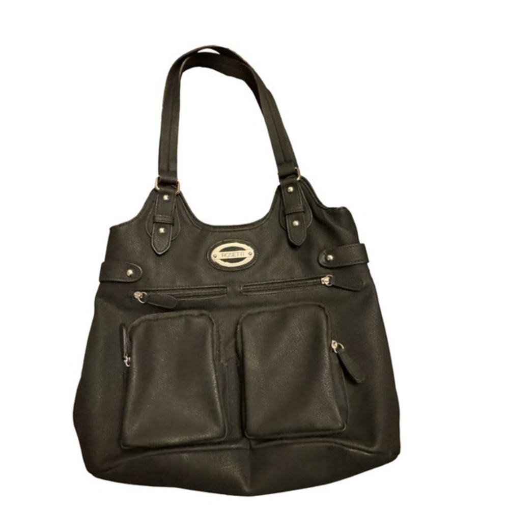 Vintage Rosetti Black Shoulder Handbag with Two Front Pockets